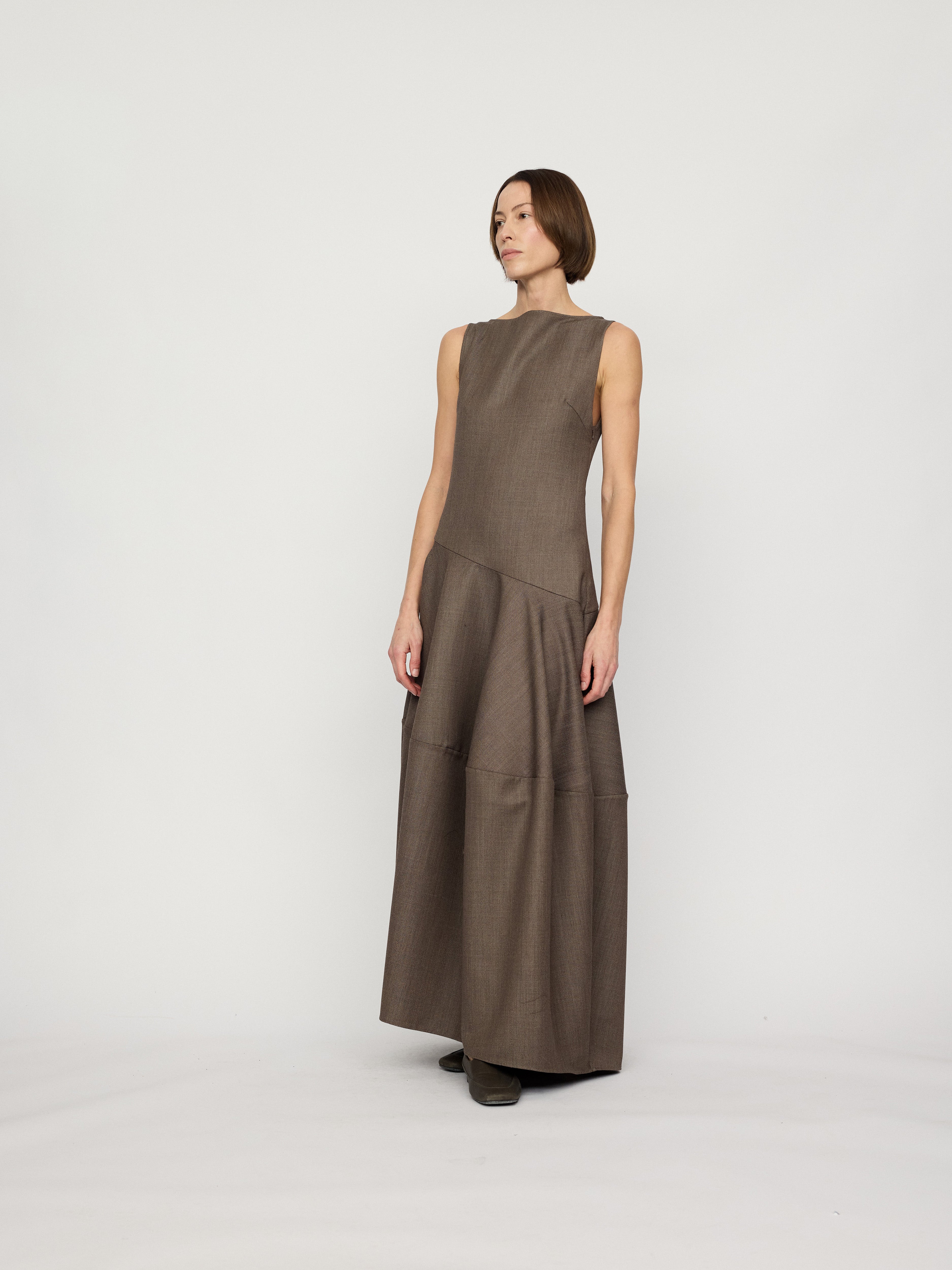 PREAW26 - ASH LIMESTONE MIREL DRESS