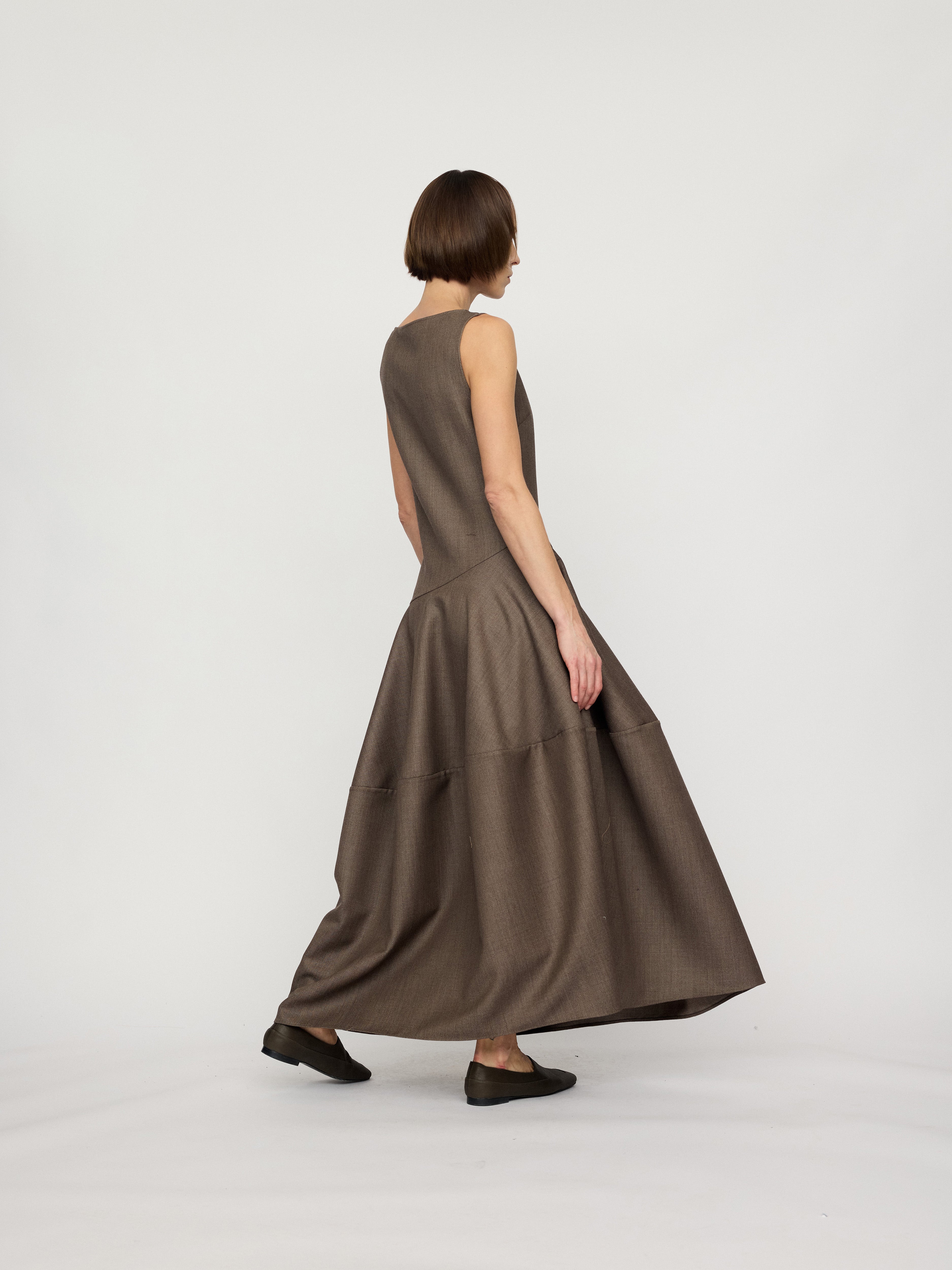 PREAW26 - ASH LIMESTONE MIREL DRESS