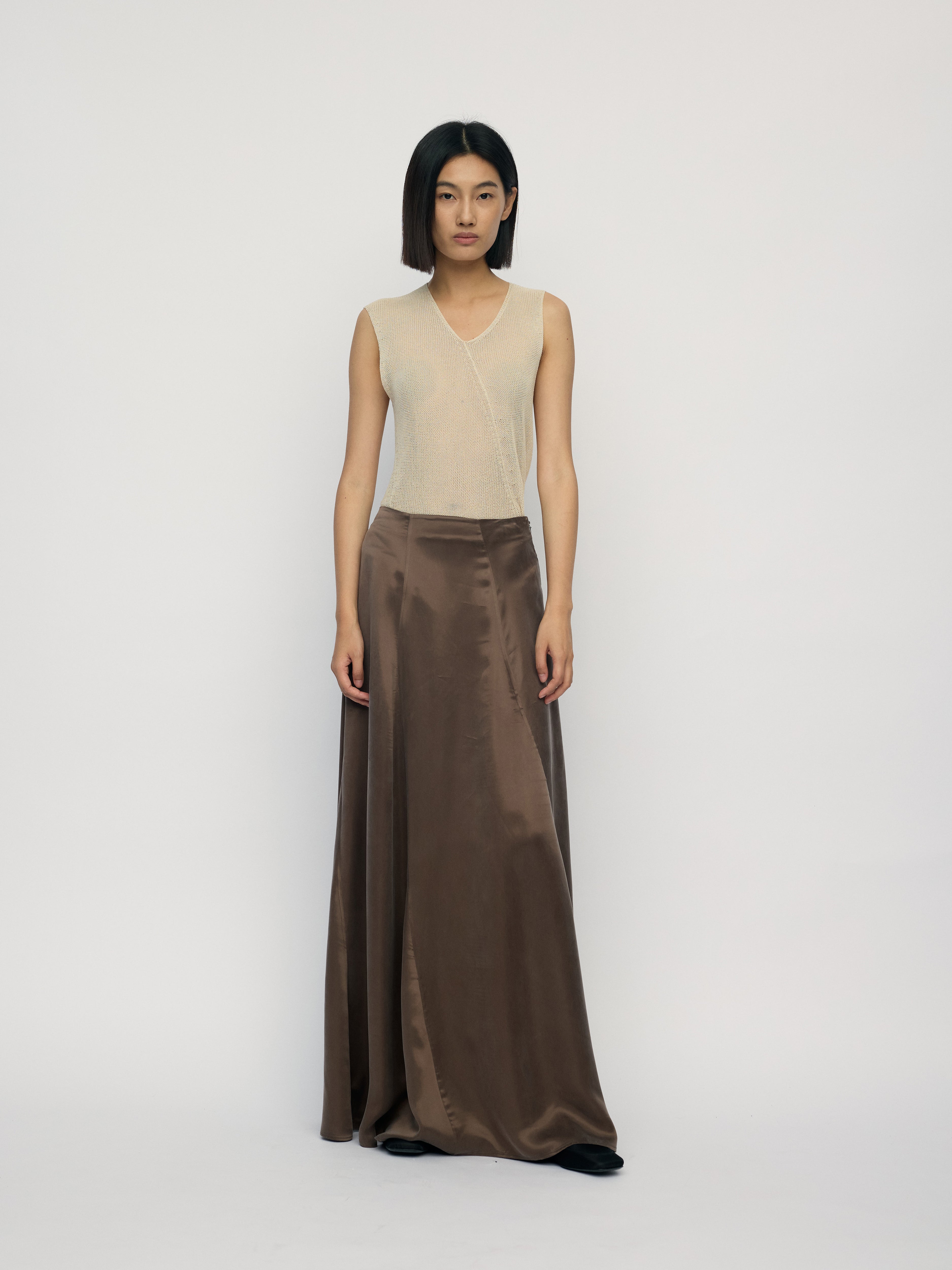 SS26 - COGNAC ASSU BIAS CUT SKIRT