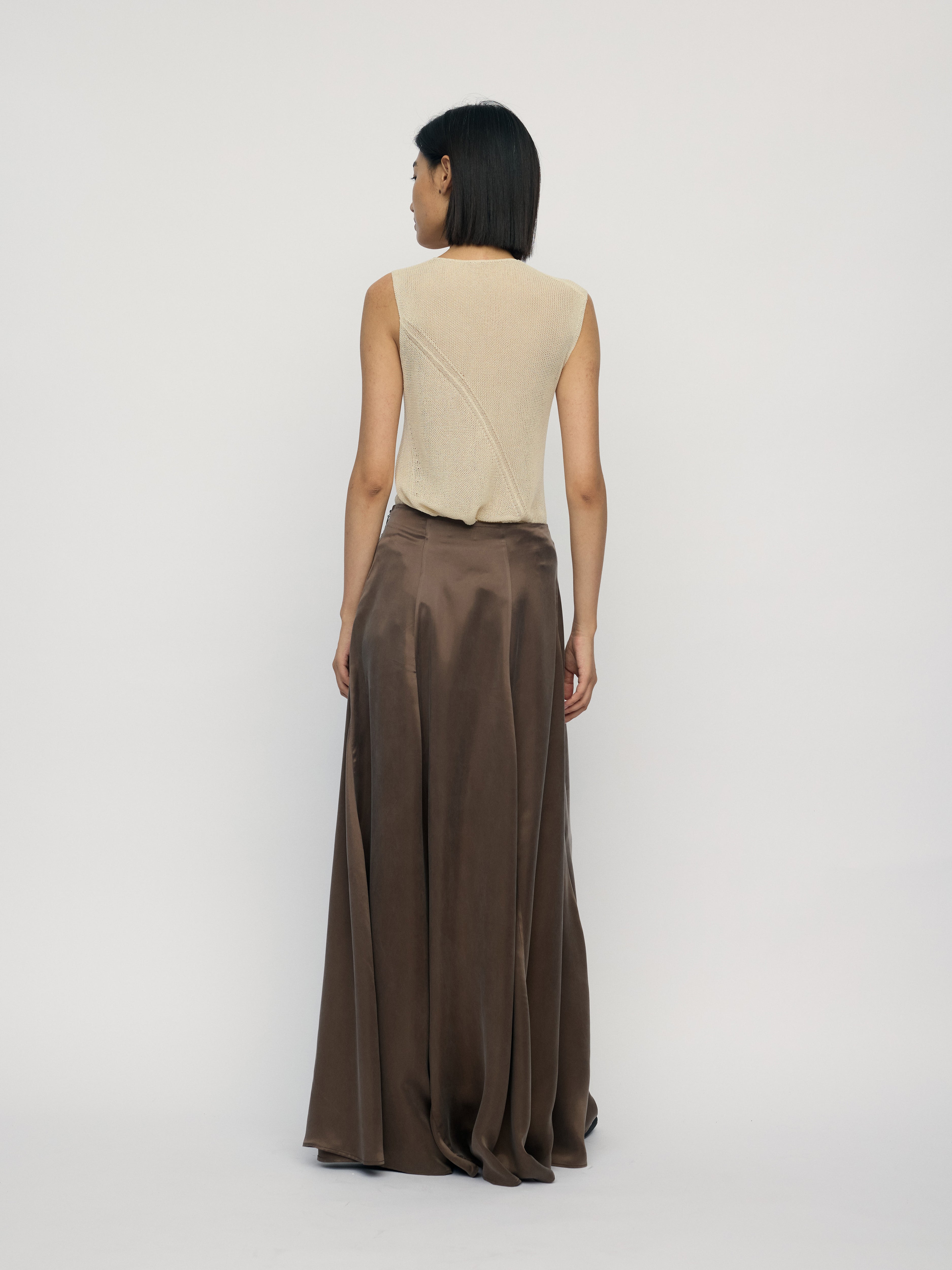 SS26 - COGNAC ASSU BIAS CUT SKIRT