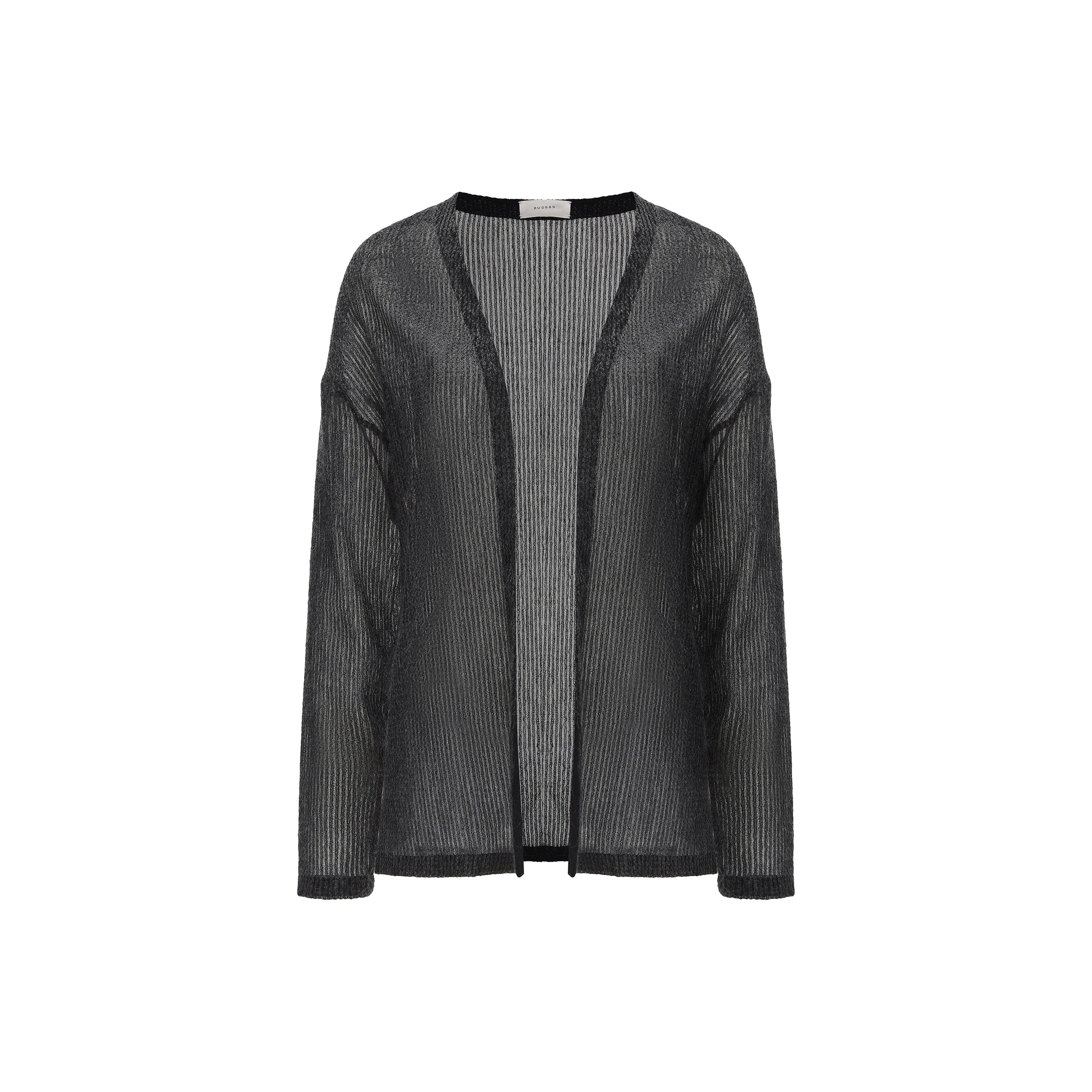 SS26 - BLACK STRIPE SHORT CARDIGAN