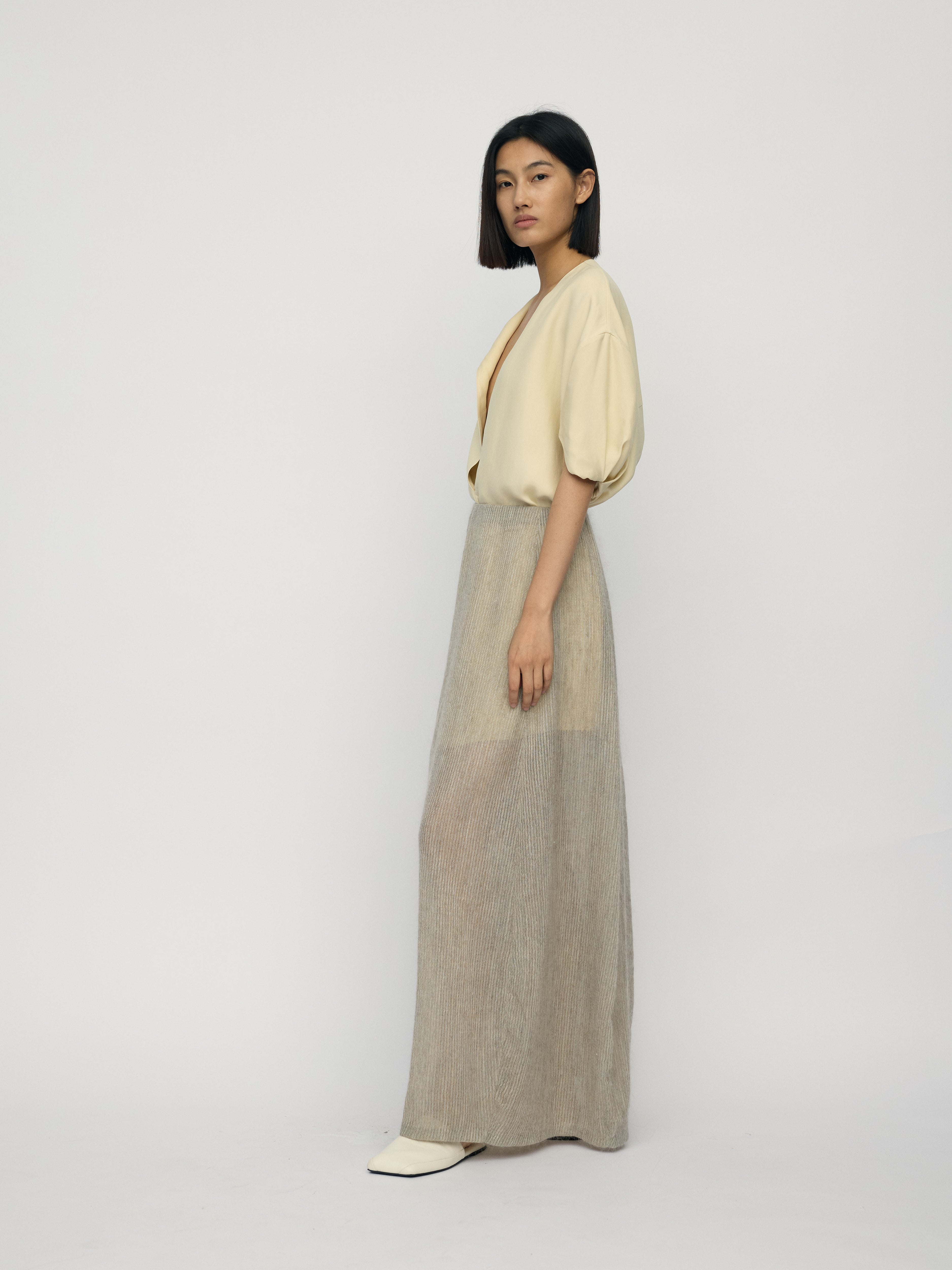 SS26 - CAMEL STRIPE COCOON SKIRT