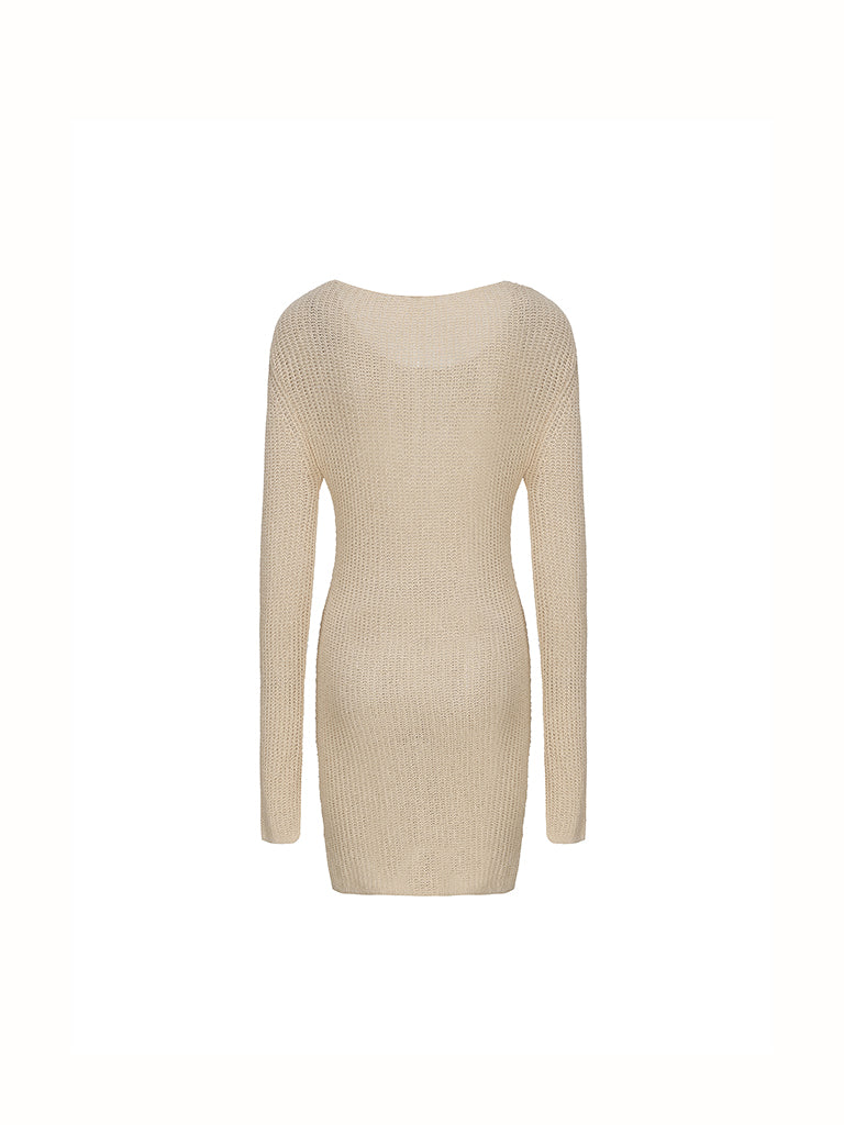 SS24 - APRICOT KNITTED CREWNECK TOP