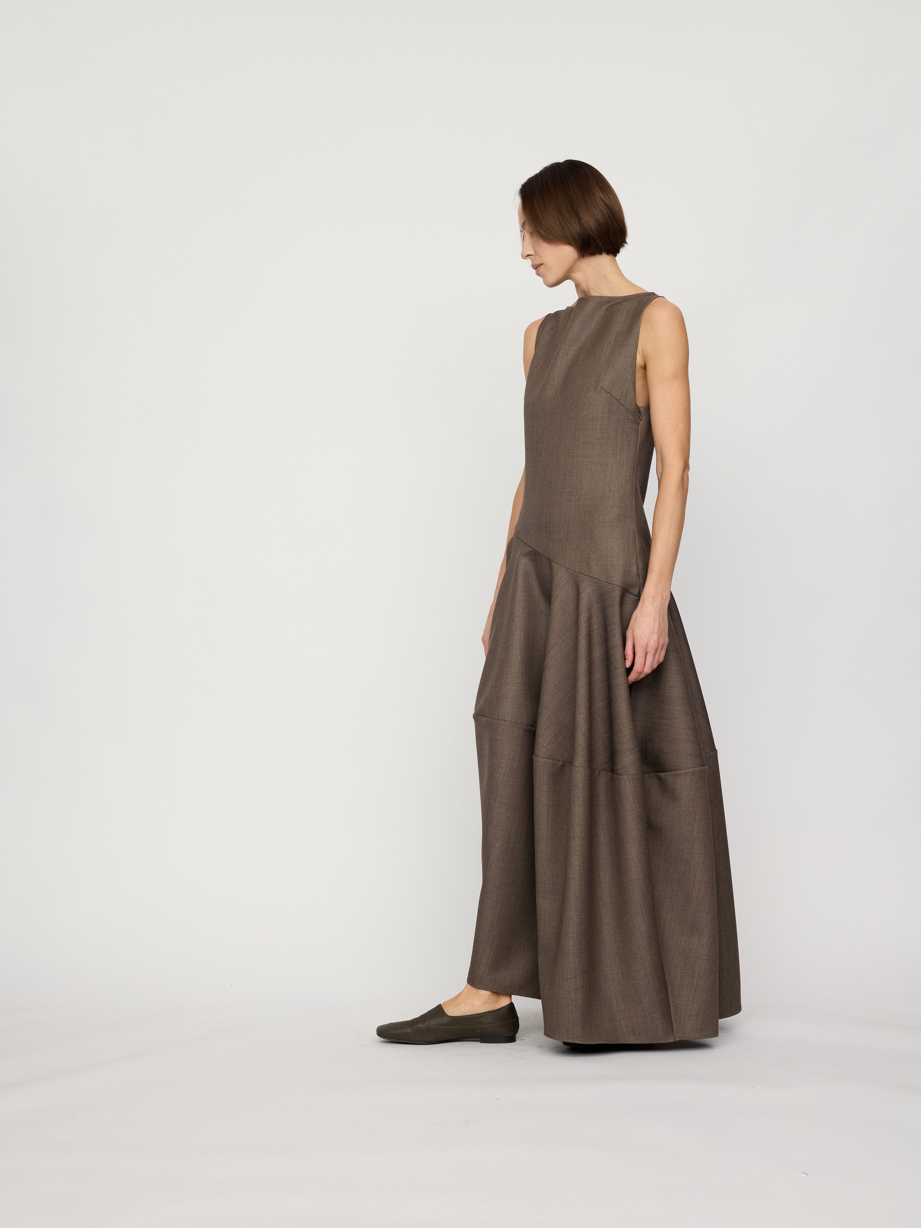 PREAW26 - ASH LIMESTONE MIREL DRESS