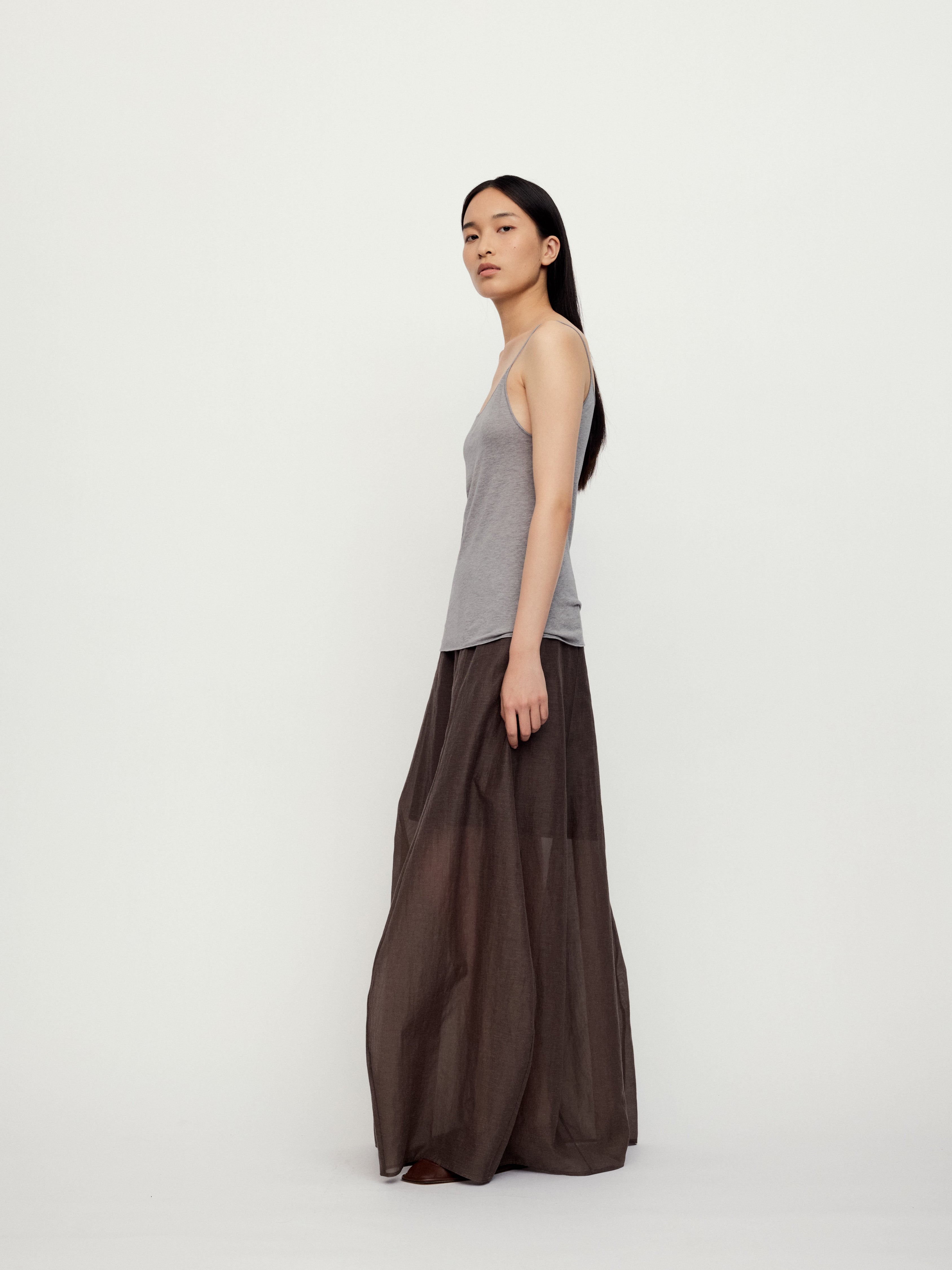 SS25 - SHEER BROWN COCOON SKIRT