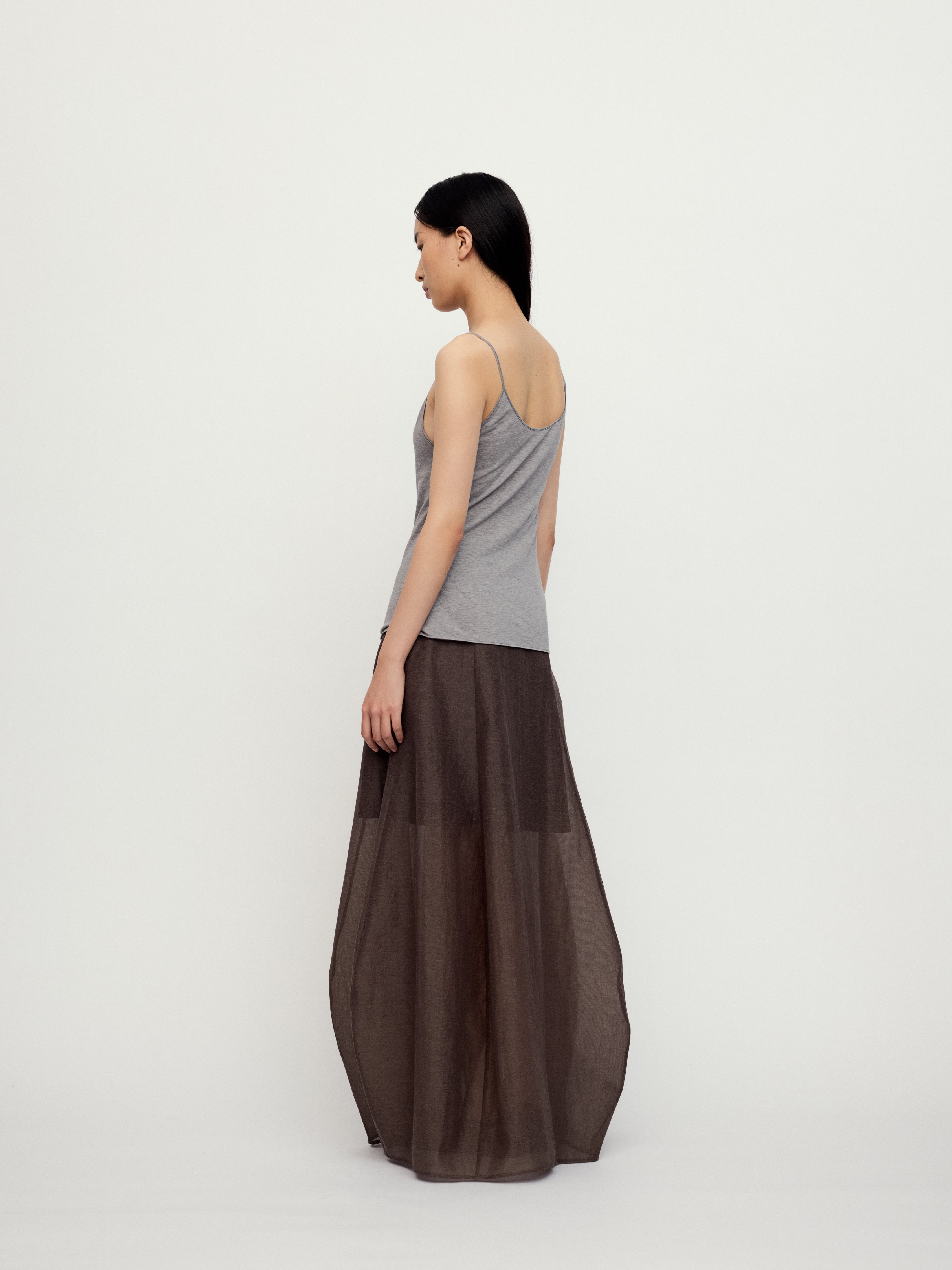 SS25 - SHEER BROWN COCOON SKIRT