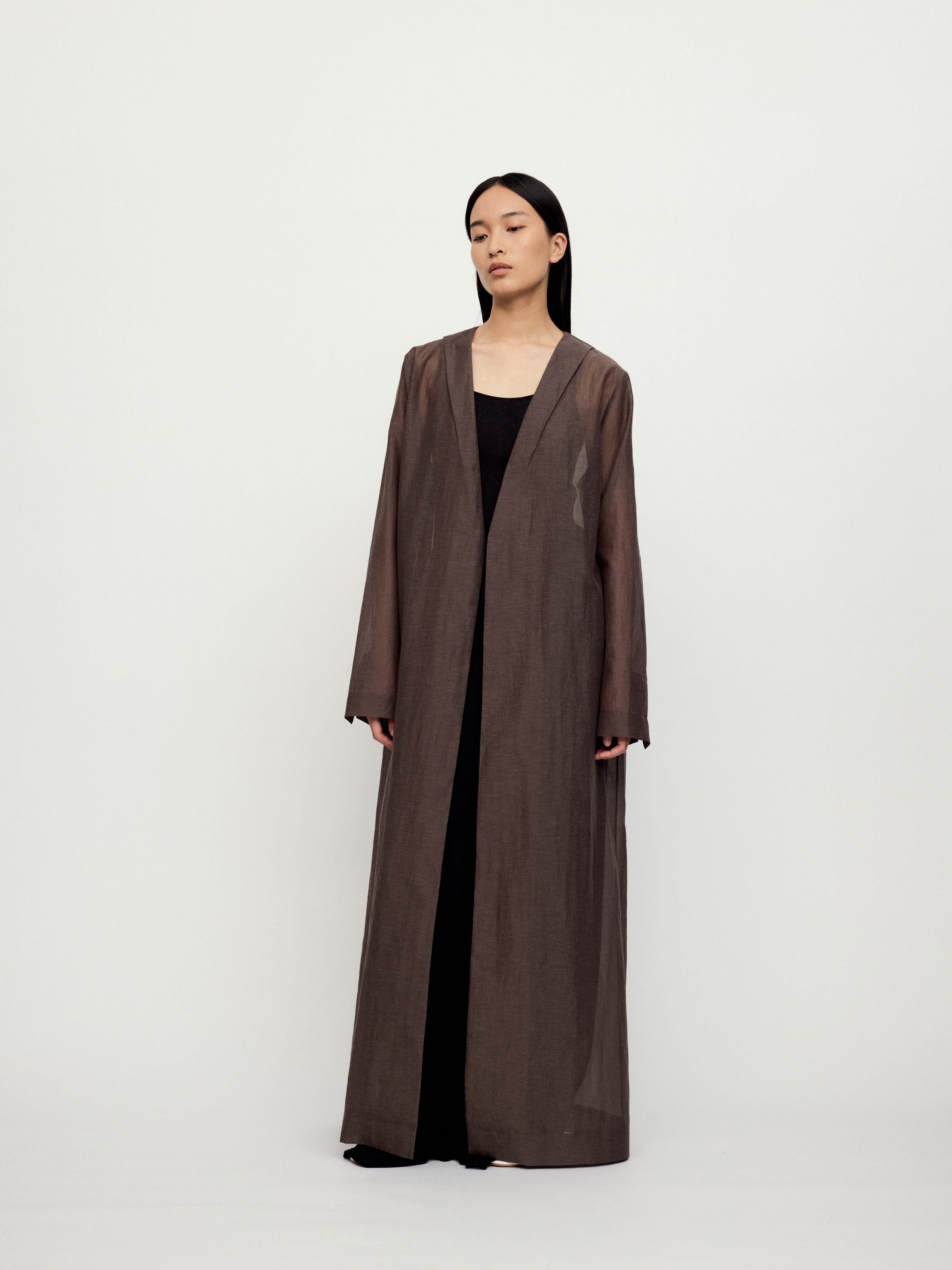 SS25 - SHEER BROWN ROTI LONG JACKET