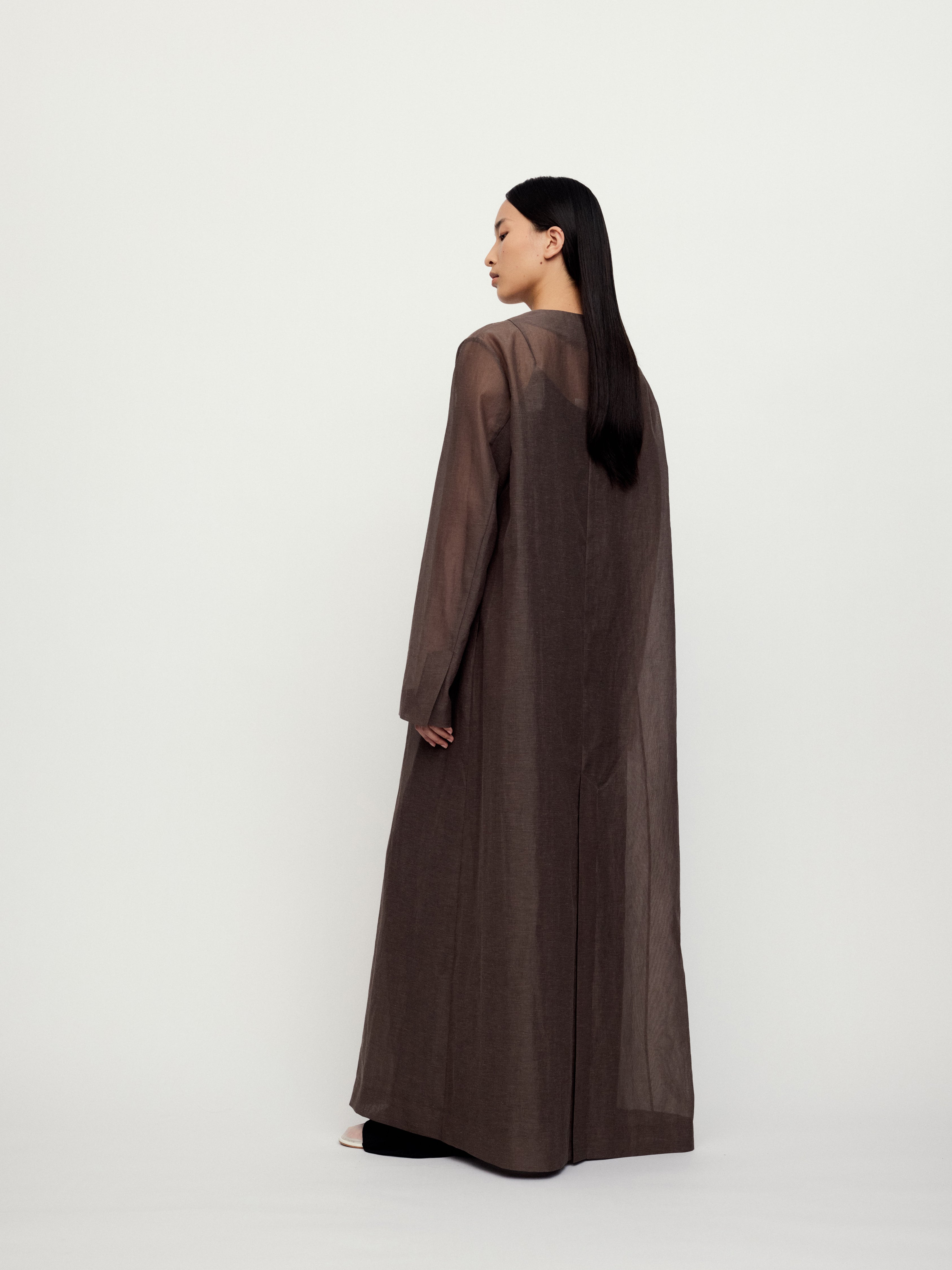 SS25 - SHEER BROWN ROTI LONG JACKET