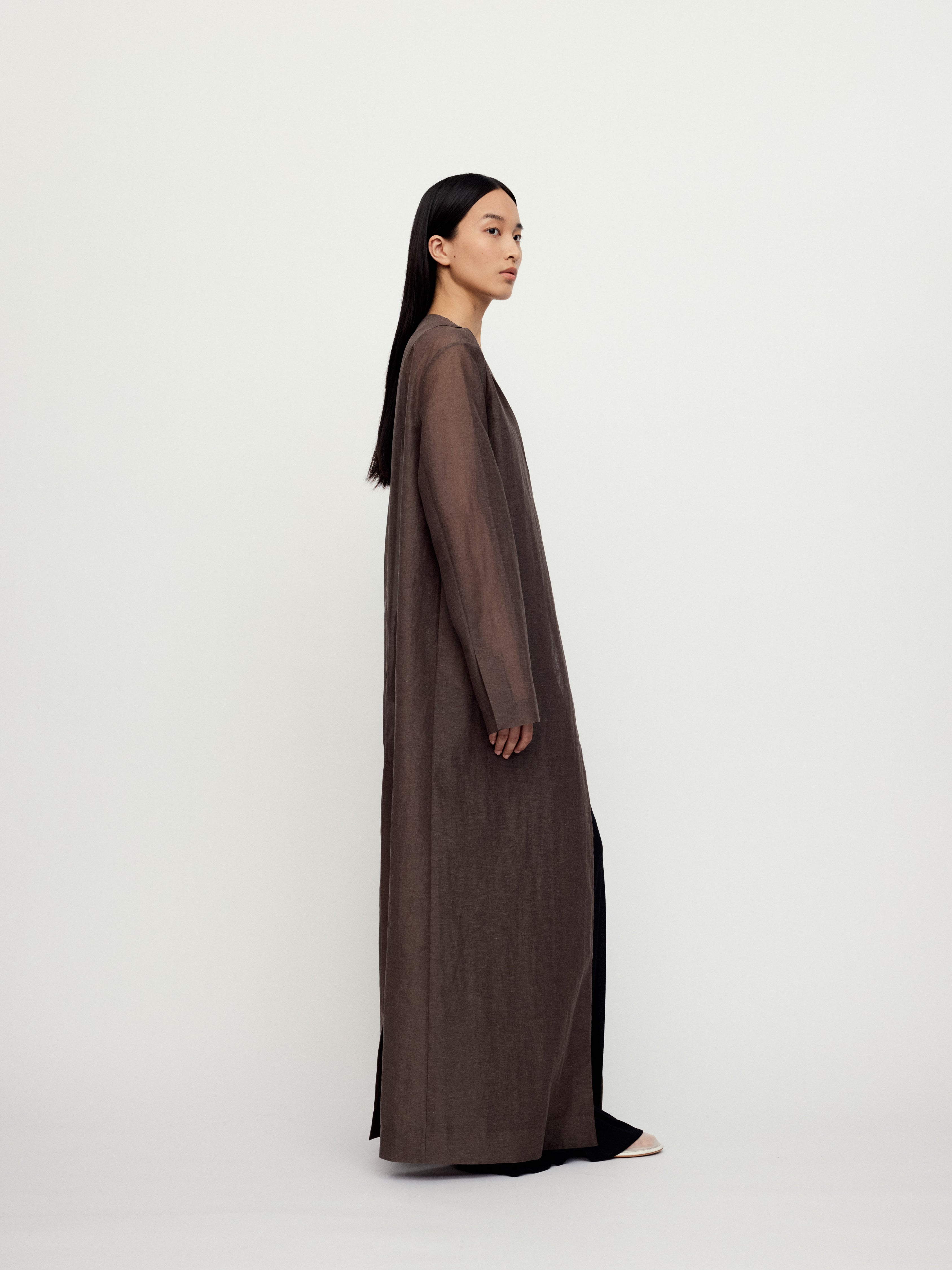 SS25 - SHEER BROWN ROTI LONG JACKET