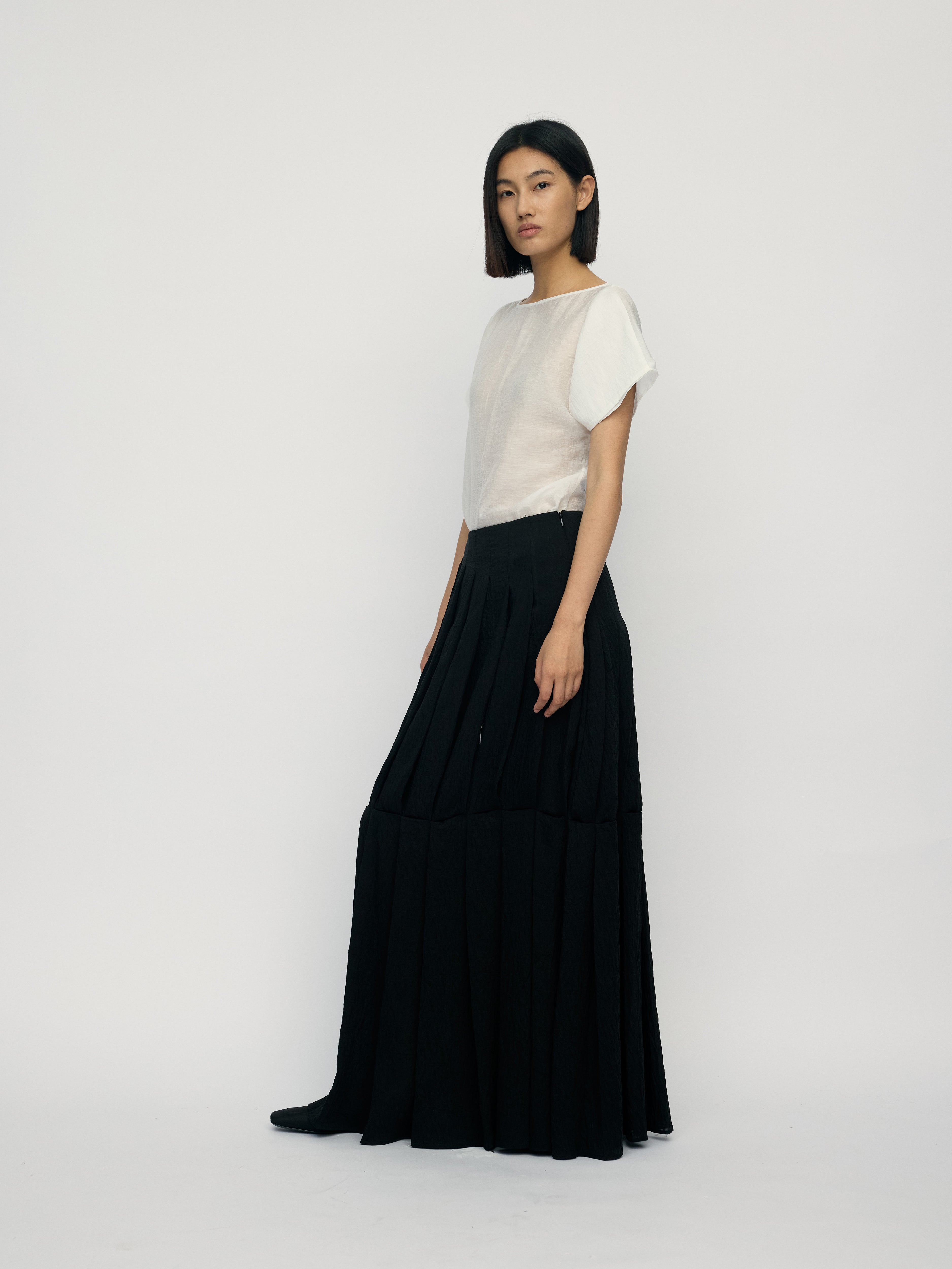 SS26 - CHARCOAL ALBA PLEATED SKIRT