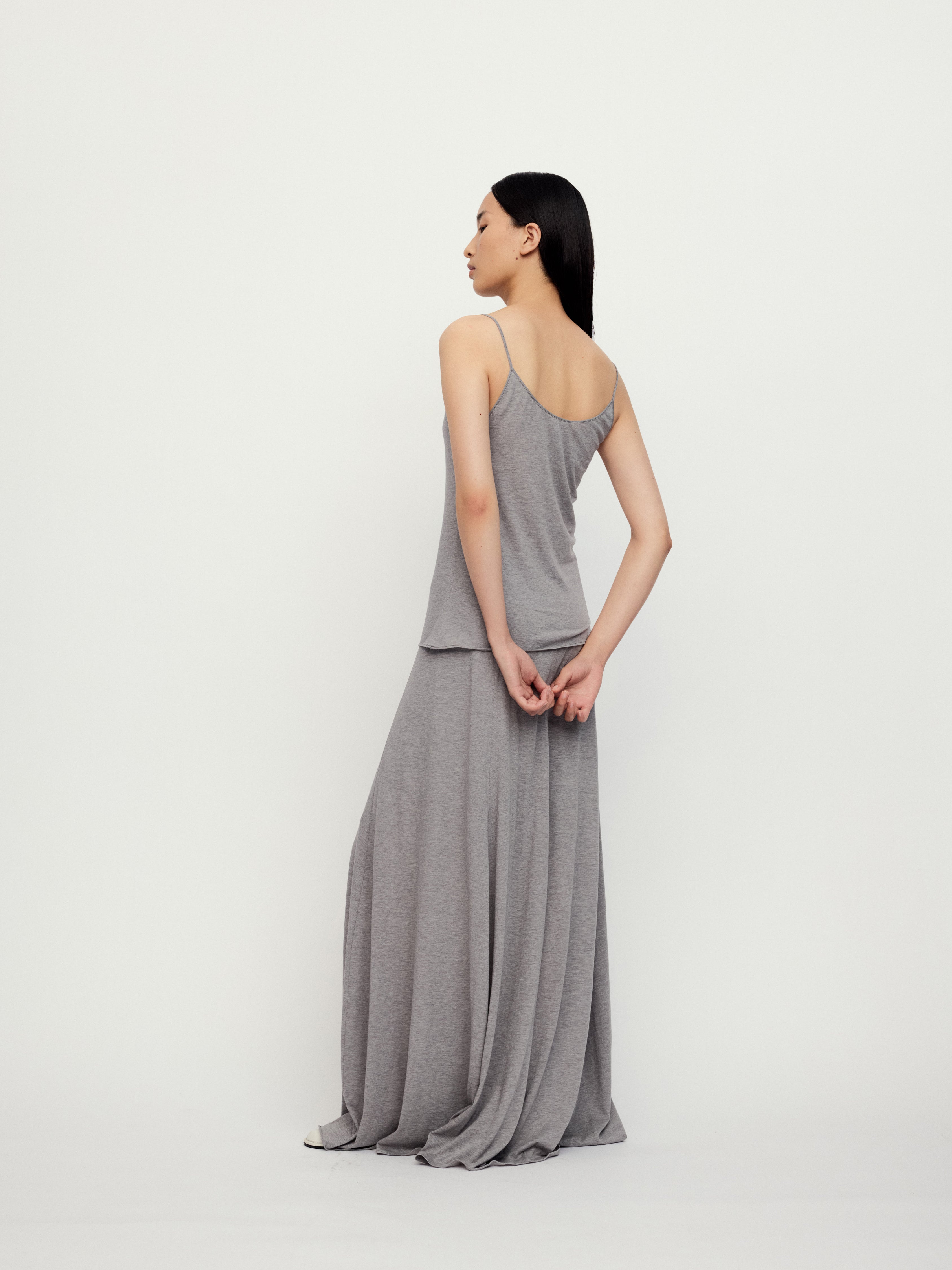 SS25 - MELANGE GRAY COCOON SKIRT