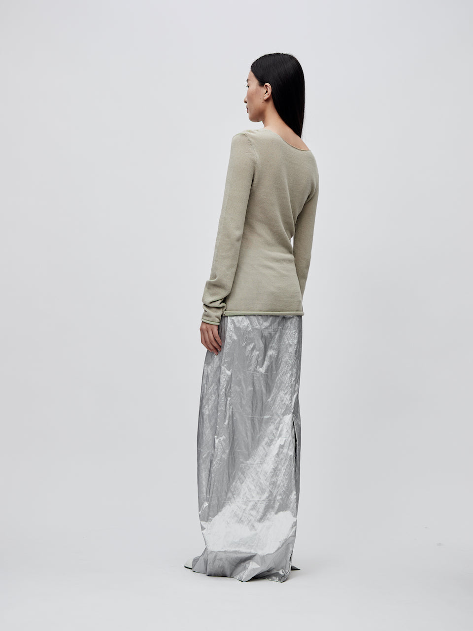 SS24 - SILVER METALLIC PENCIL SKIRT