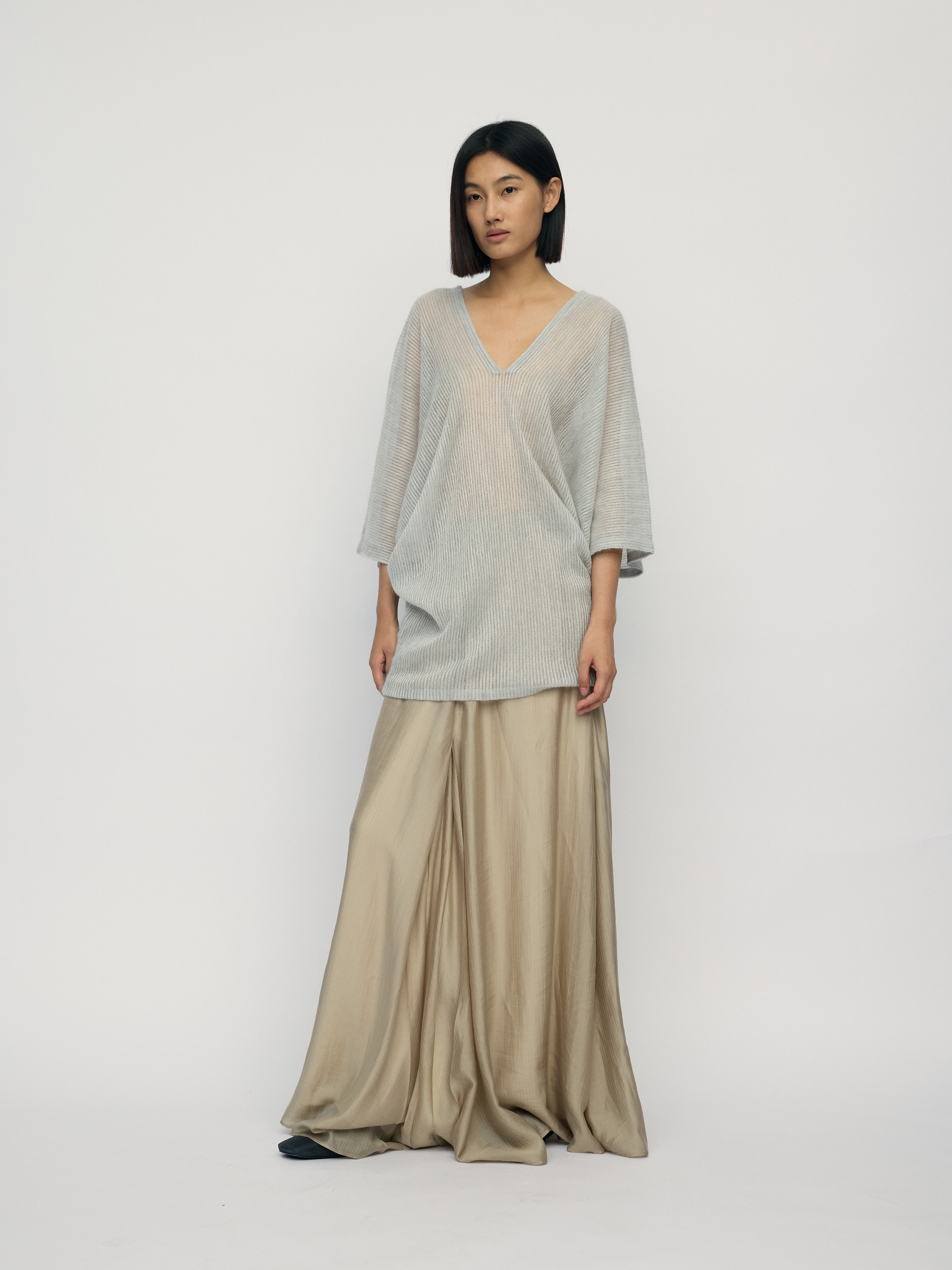 SS26 - GREY STRIPE ASSU KNIT TOP