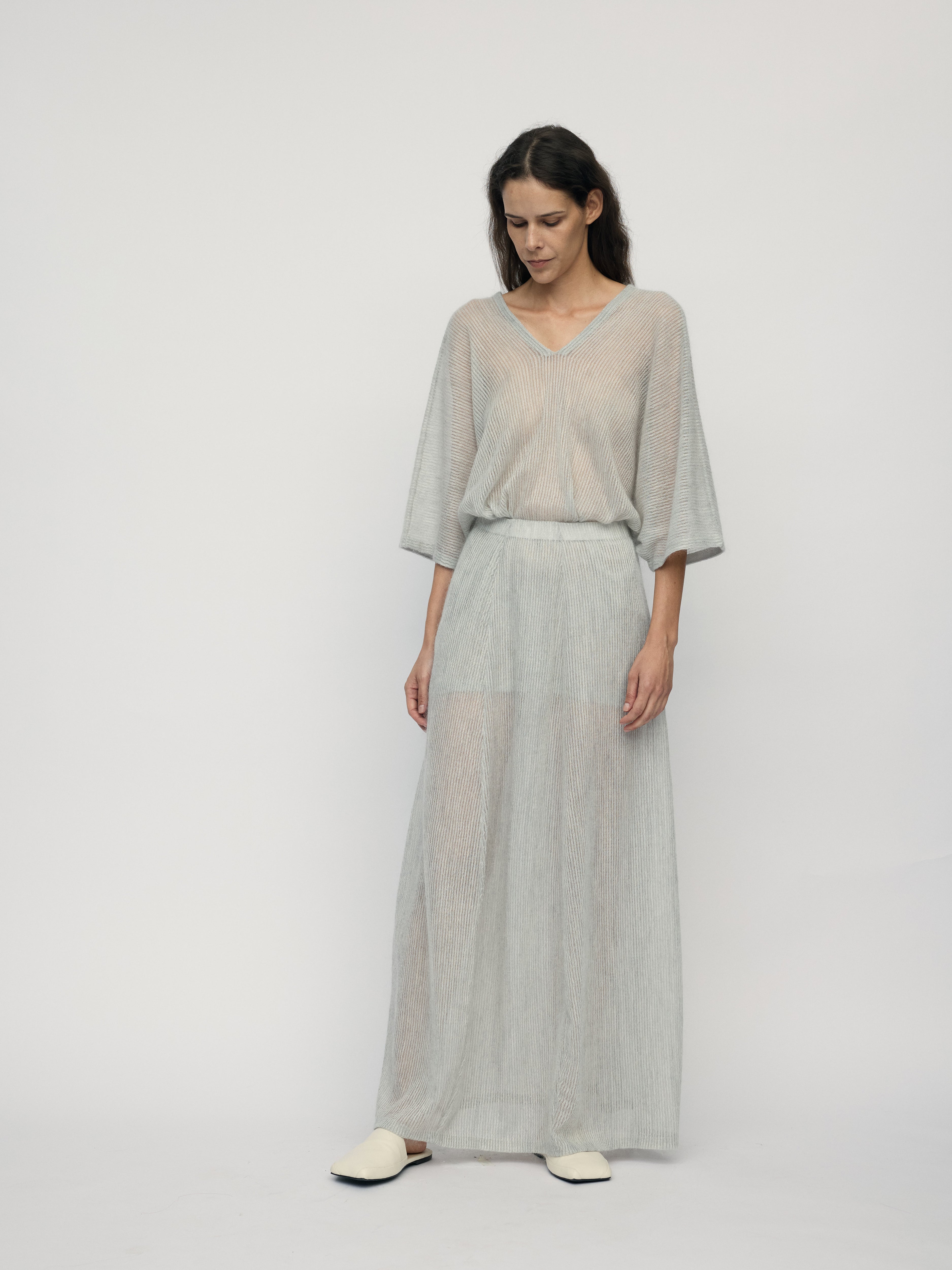 SS26 - GREY STRIPE COCOON SKIRT