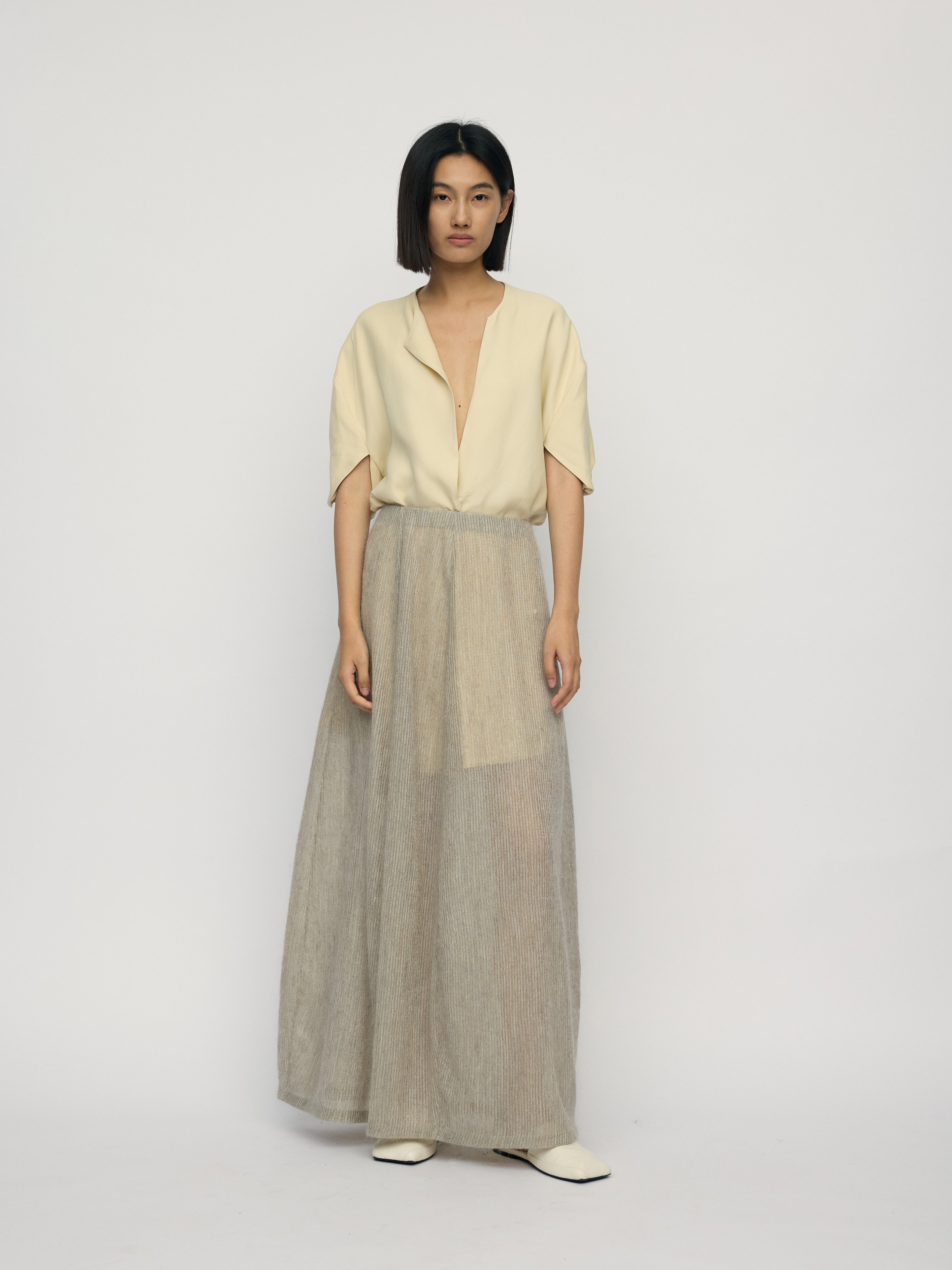 SS26 - CAMEL STRIPE COCOON SKIRT