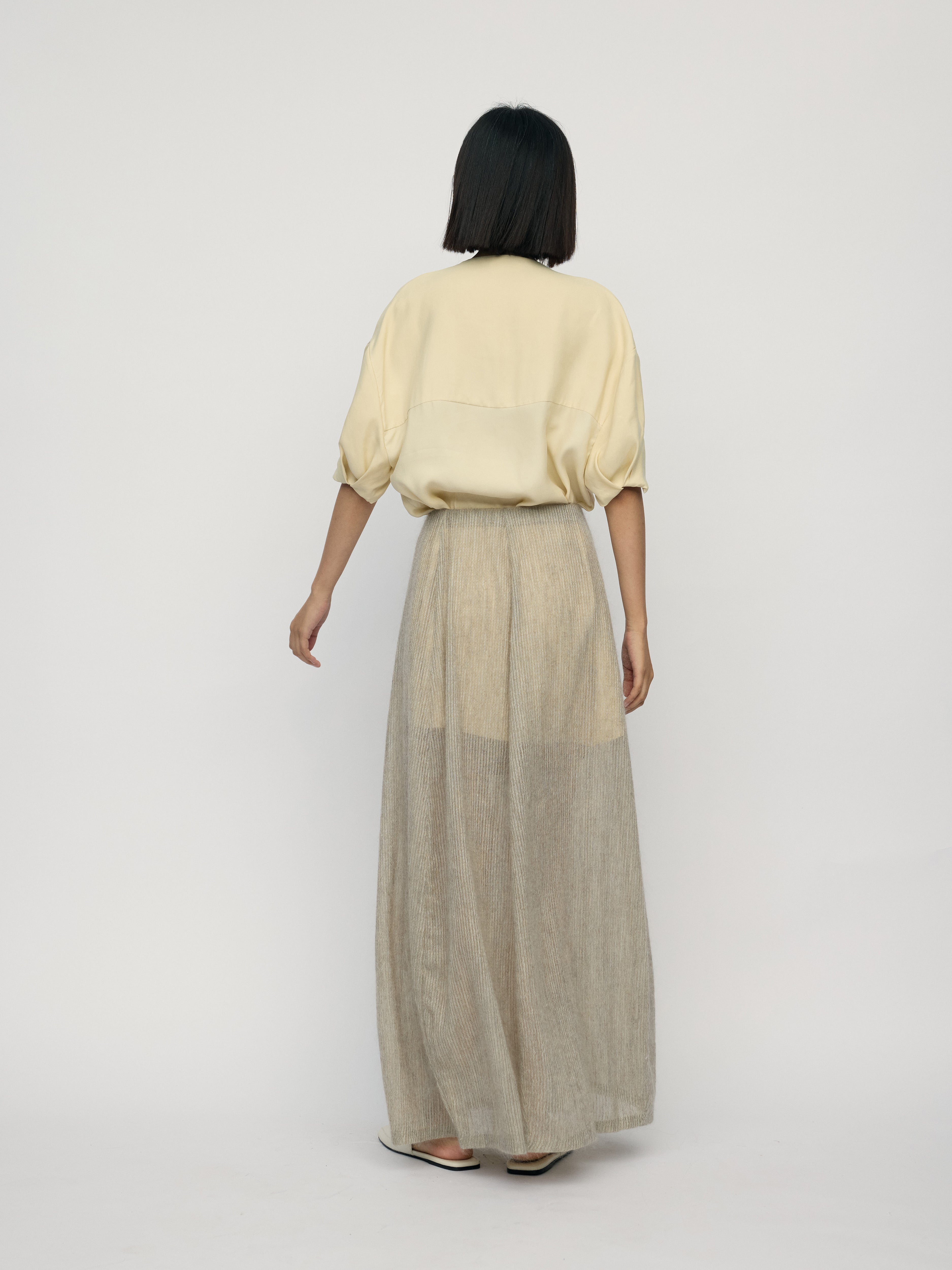 SS26 - CAMEL STRIPE COCOON SKIRT